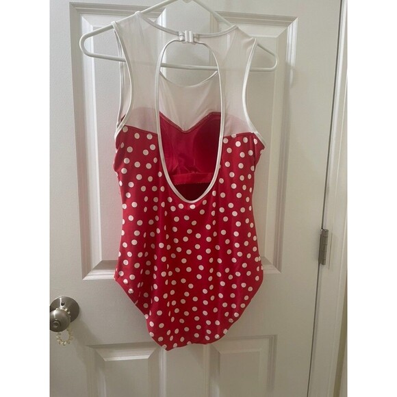 Niptuck Multifit Cup Red Polka Dot Ruched One Piece Swim Bathing Suit Pinup 10 - Picture 6 of 9